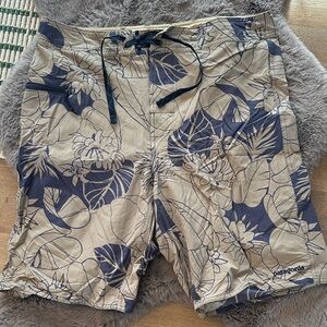 Patagonia Navy and Beige Tropical Swim Shorts